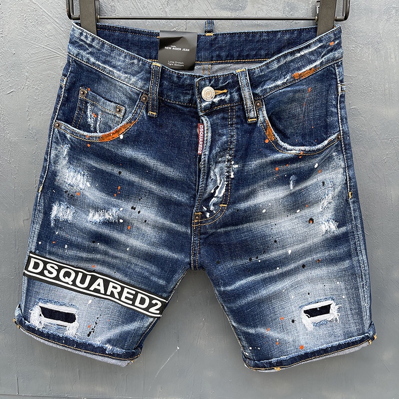 Quần Short denim DSQ Chính Hãng Có Nút Thời Trang Đường Phố Hàn Quốc Cá Tính Cho Nam