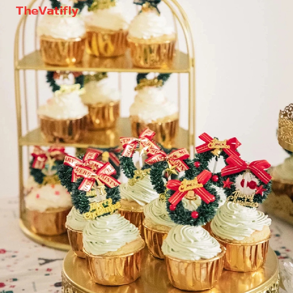 [Thevaly] Que Cắm Trang Trí Bánh Kem Giáng Sinh Sinh Nhật Món Tráng Miệng Hình Chữ Merry Christmas