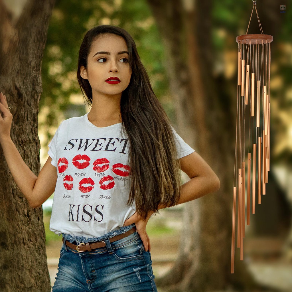 Chuông Gió 35inch 18 Thanh Gỗ Hợp Kim Nhôm Trang Trí Ban Công