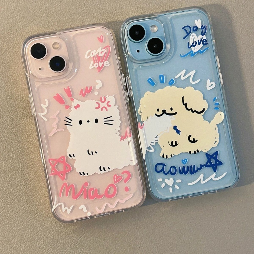 ✅Ốp Điện Thoại Trong Suốt Họa Tiết Graffiti / Cún Con Dễ Thương Cho Iphone 13iPhone14 xs12xsmax / 11 IJ1M Xr