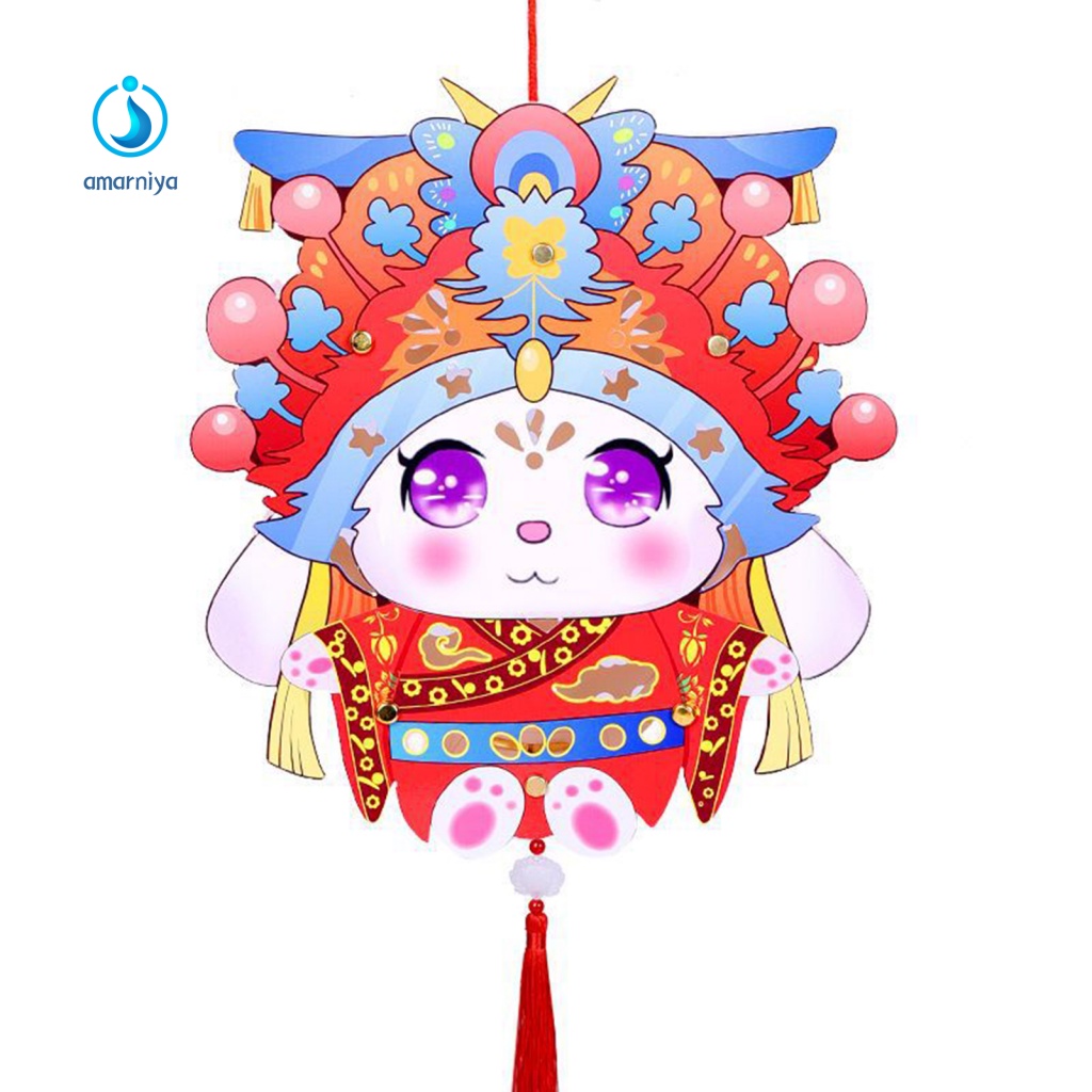 Lồng Đèn Hình Thỏ Hoạt Hình Màu Dạ Quang DIY Làm Quà Tặng Năm Mới Cho Bé