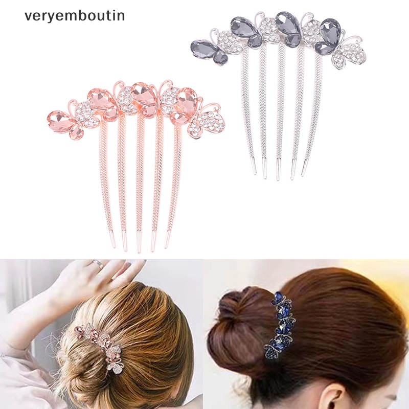 Lược Cài Tóc Hình Bướm Đính Đá Phong Cách Hàn Quốc