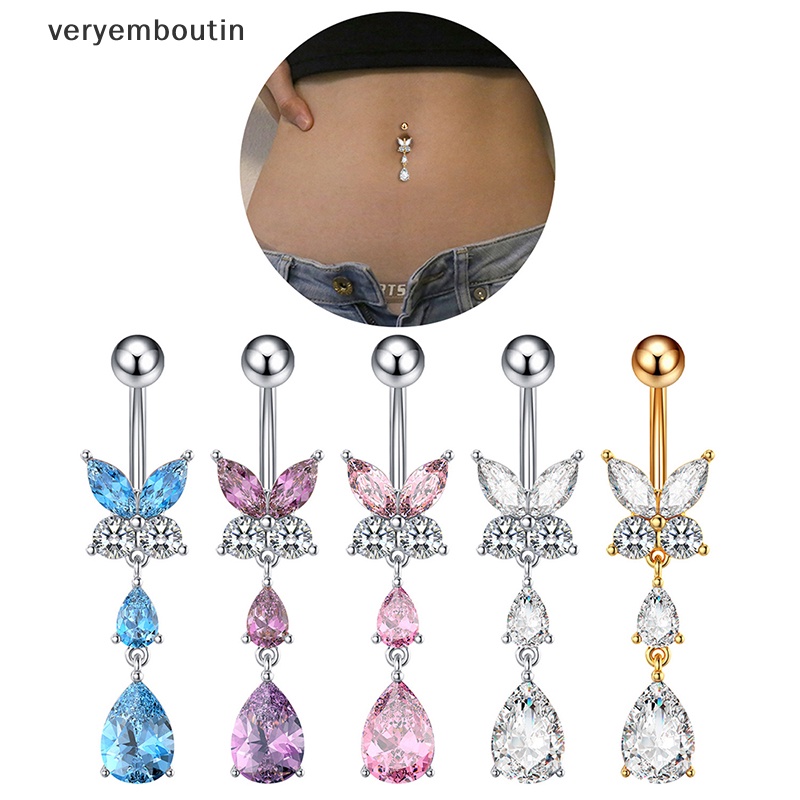 Khuyên Rốn Hình Giọt Nước Và Bướm Đính Đá Zircon Thời Trang Cho Nữ