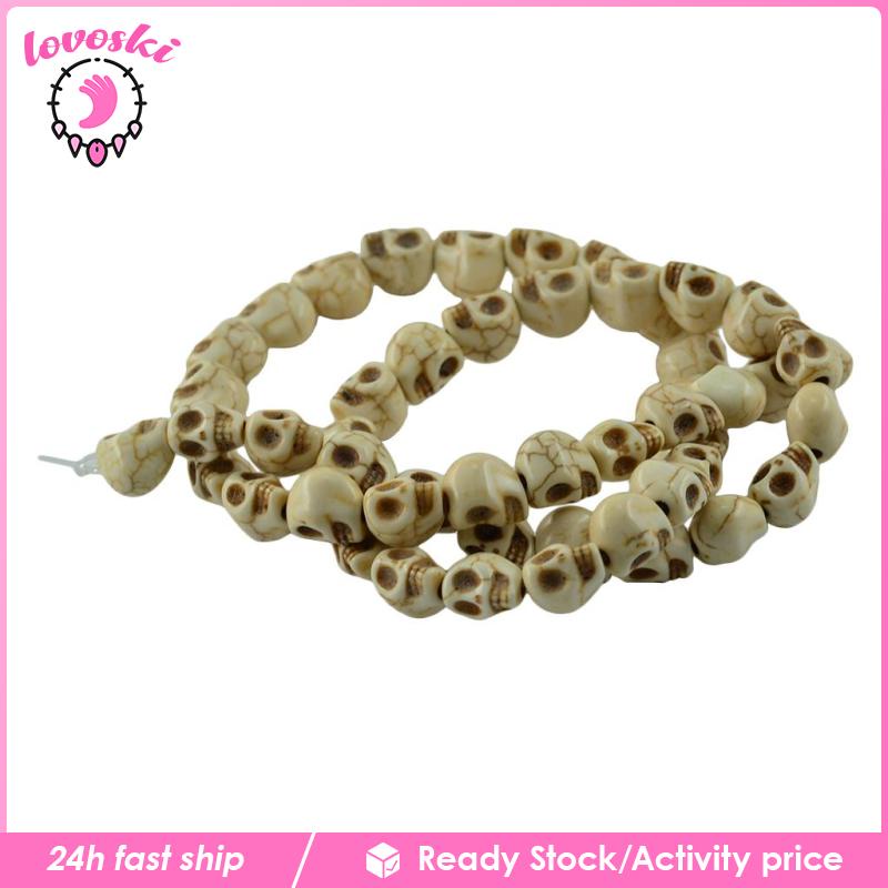 Hạt Đá Ngọc Lam Hình Đầu Lâu 1 Sợi Chạm Khắc Làm Trang Sức Thủ Công DIY