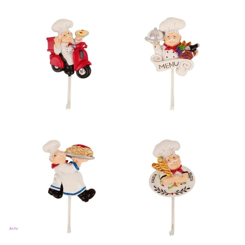 Aoto Móc Treo Đồ Gắn Tường Bằng Resin Phong Cách Đầu Bếp Hoạt Hình