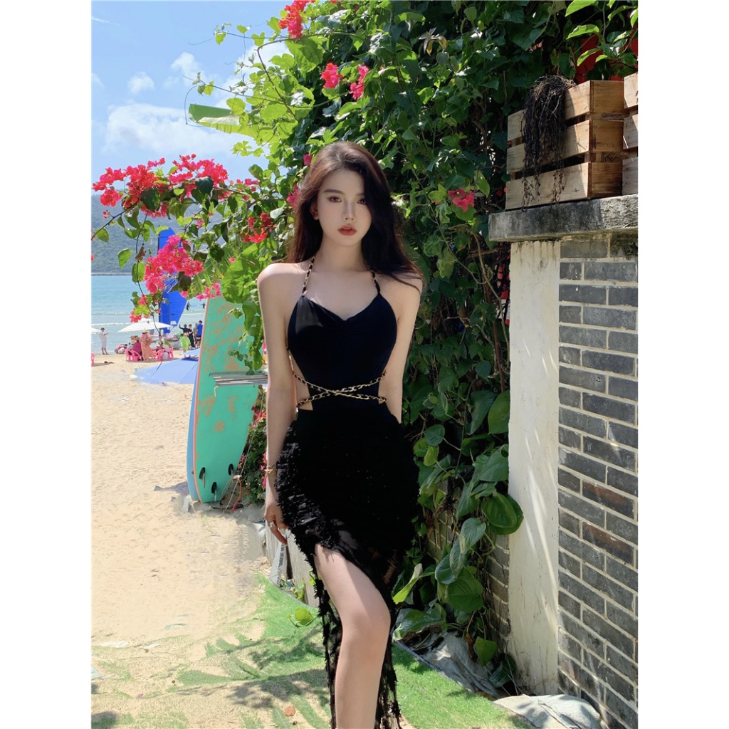 Áo Hai Dây Màu Đen Dáng Ôm Thời Trang Mùa Hè Quyến Rũ Cho Nữ