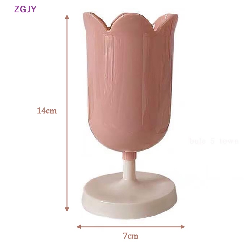 Hộp Đựng Cọ Trang Điểm Bằng Nhựa Họa Tiết Hoa Tulip ZGJY INS Mới