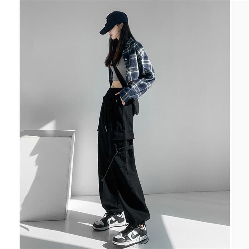 Quần Dài Lưng Cao Ống Rộng Màu Đen Thời Trang Cá Tính Cho Nữ