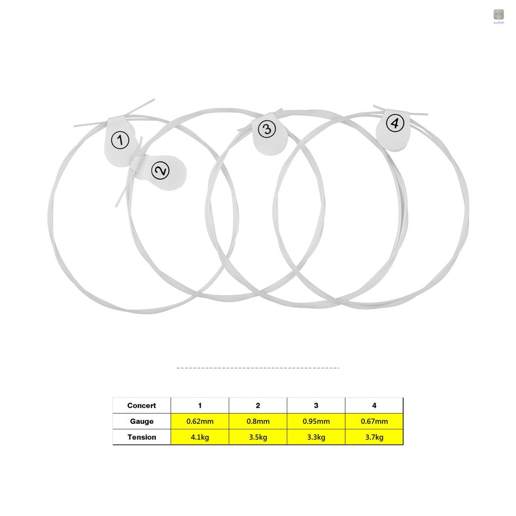 Set 4 Dây Đàn Ukulele (. 024-.026) Chất Liệu Nylon Thay Thế Cho Ukulele Concert 23 Inch