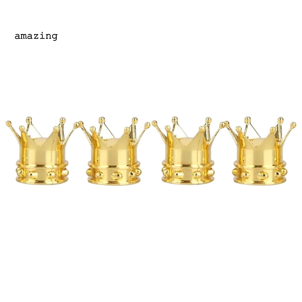 Bộ 4 Nắp Van Khí Chống Bụi Hình Vương Miện Thông Dụng Cho Bánh Xe Hơi Xe Tải