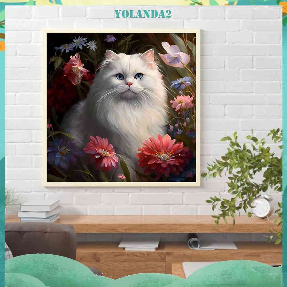 Tranh Đính Đá Kim Cương Toàn Bộ 5D DIY Hình Vẽ Mèo Trang Trí Nhà Cửa