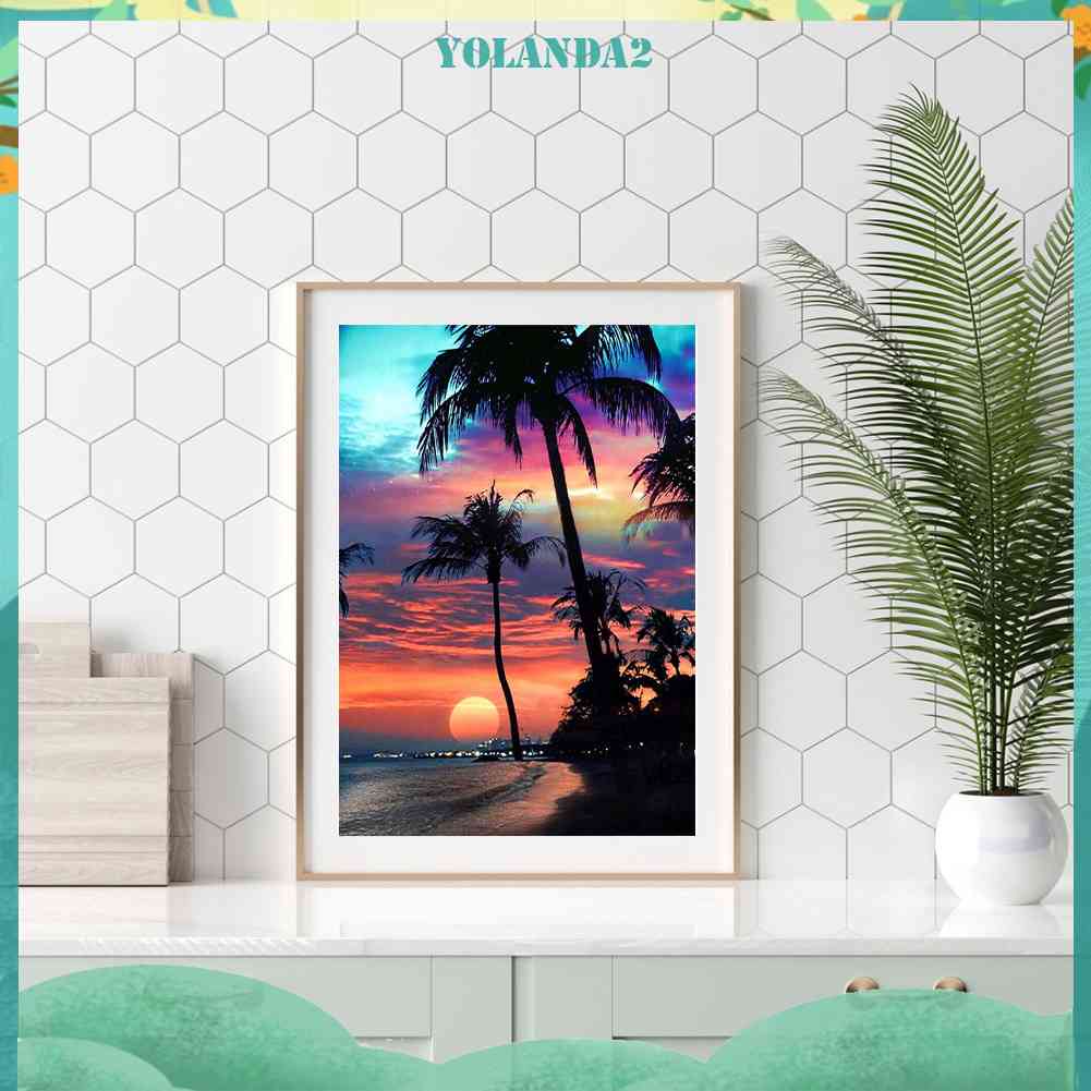 Bộ Tranh Đính Đá 5D Toàn Diện Họa Tiết Bãi Biển Độc Đáo DIY Dùng Trang Trí Nhà Cửa