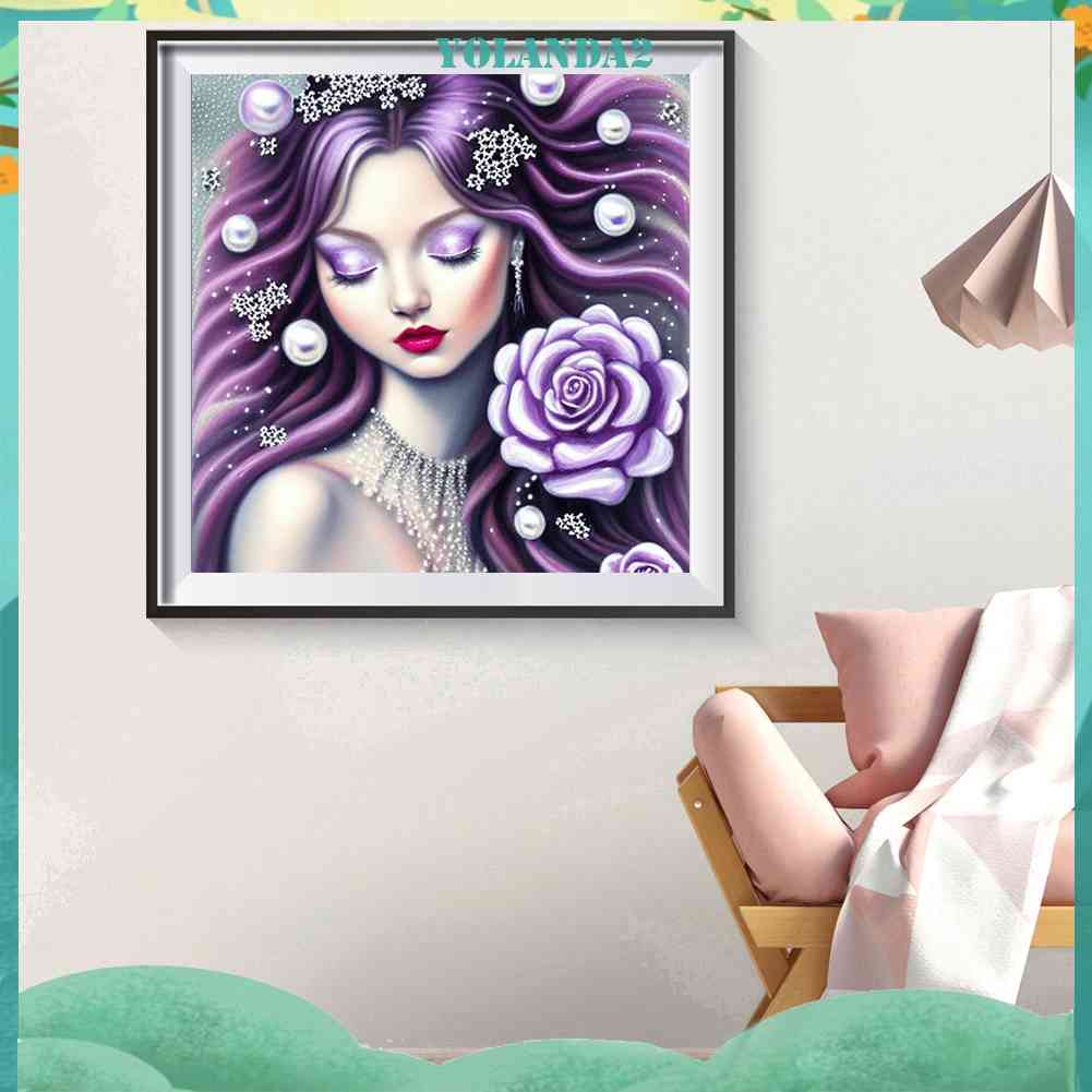 Tranh Đính Đá Kim Cương Toàn Bộ 5D DIY Hình Vẽ Cô Gái Trang Trí Nhà Cửa