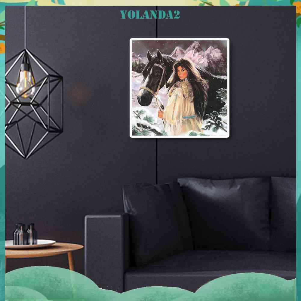 Bộ Tranh Đính Đá 5D Tự Làm Toàn Diện Họa Tiết Người Phụ Nữ Ngựa Độc Đáo