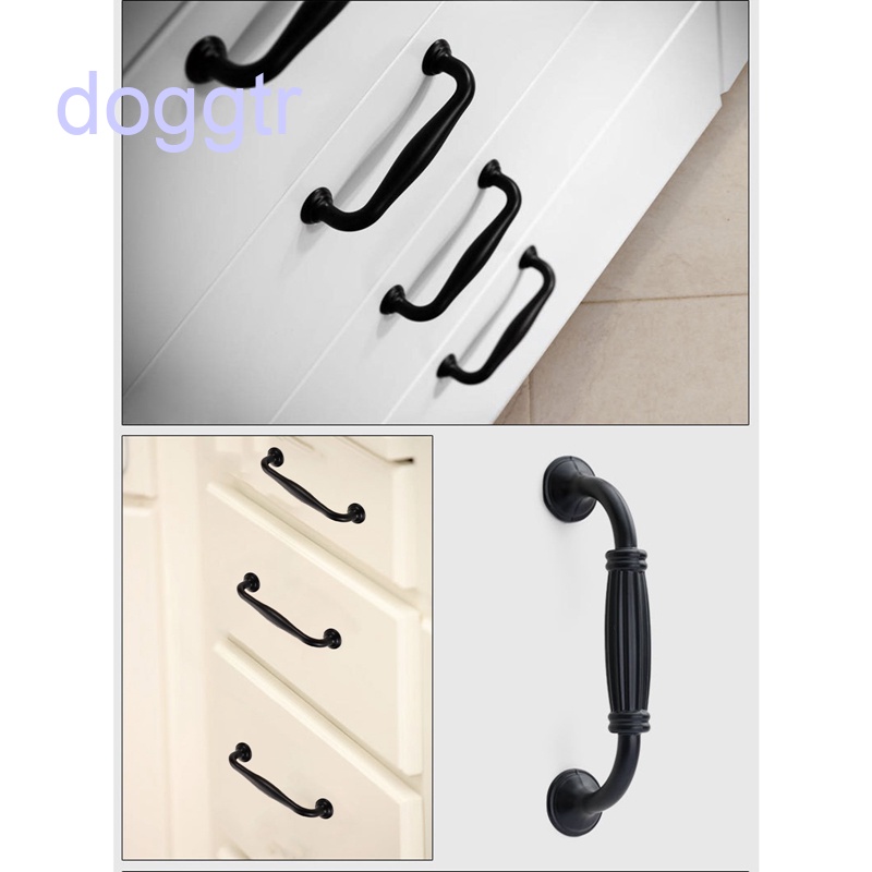 Tay Nắm Cửa Màu Đen Nhám Phong Cách Vintage Mộc Mạc Thay Thế Tiện Dụng