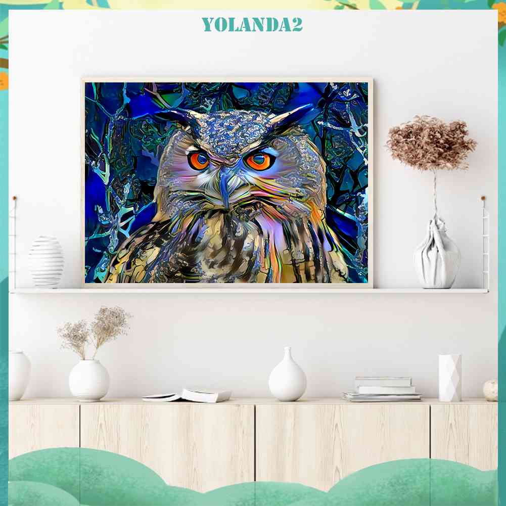 Bộ Tranh Đính Đá 5D Toàn Diện Họa Tiết Chim Cú Độc Đáo DIY Dùng Trang Trí Nhà Cửa