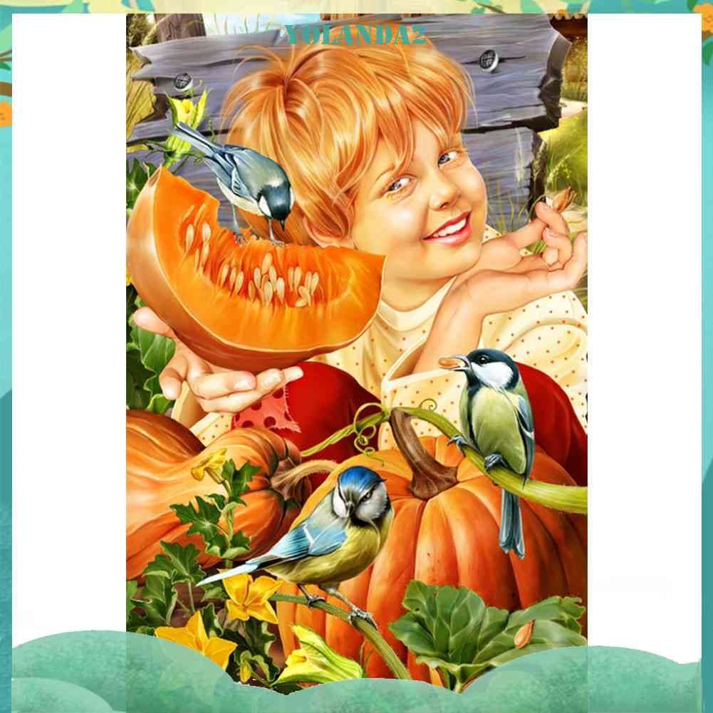 Tranh Đính Đá Kim Cương Toàn Bộ 5D DIY Hình Vẽ Bí Ngô