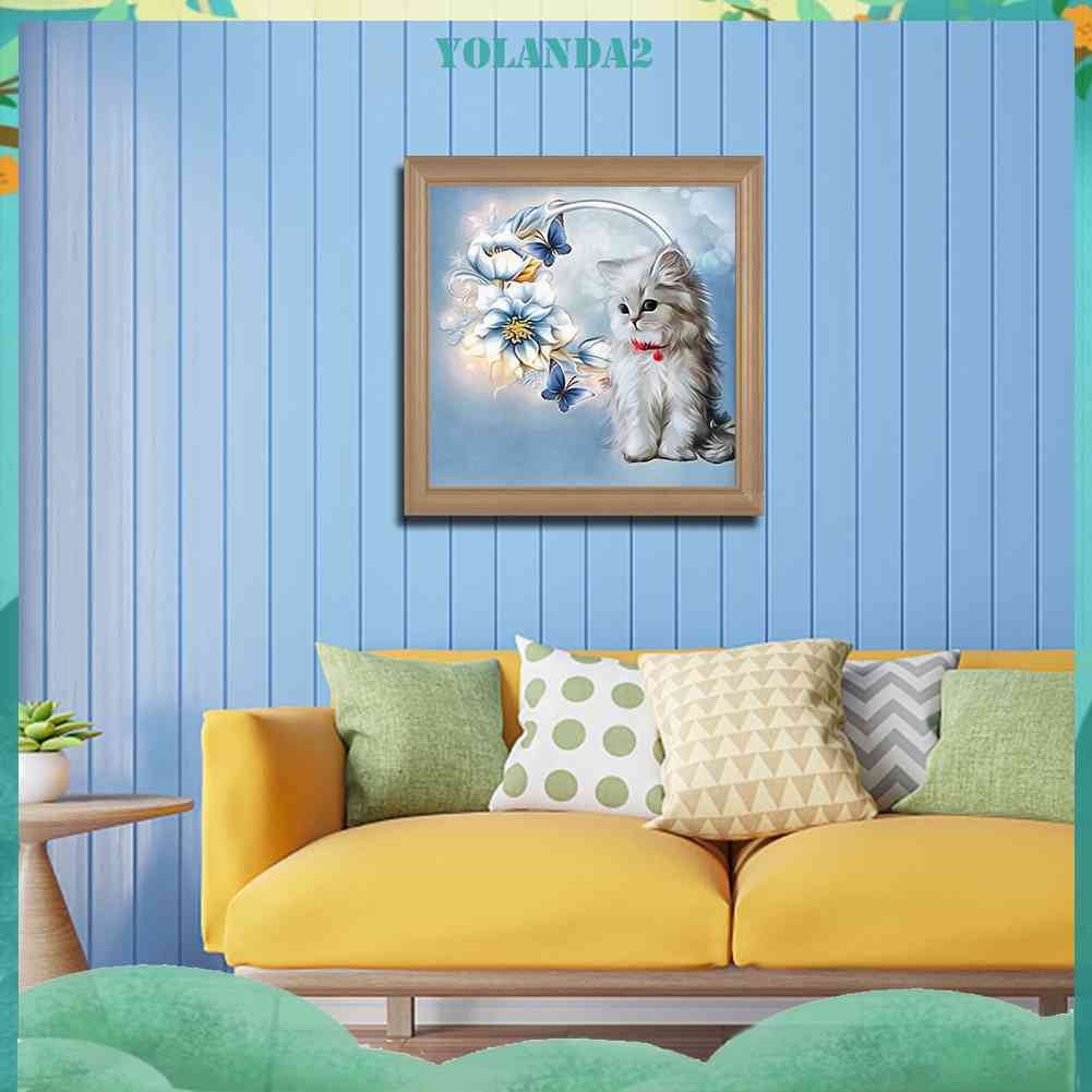 Tranh Đính Đá Kim Cương Toàn Bộ 5D DIY Hình Vẽ Mèo Ba Tư