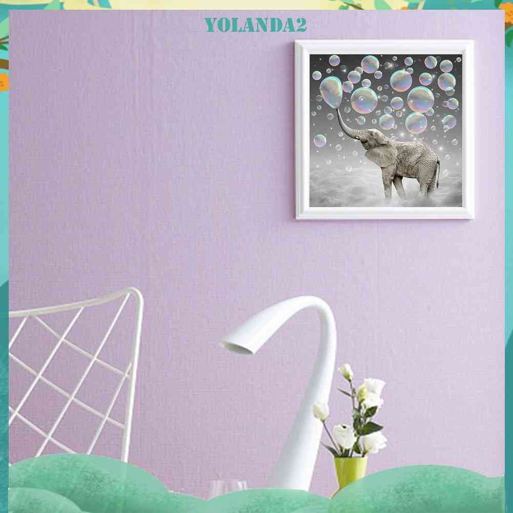 Bộ Tranh Đính Đá Tự Làm Toàn Diện Hình Voi Và Bong Bóng Cầu Vồng