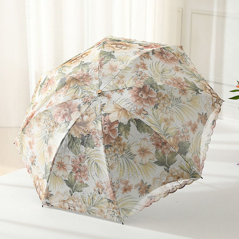 Dù Che Nắng Mưa Nắng Phối Ren Thiết Kế Gấp Gọn Tiện Dụng