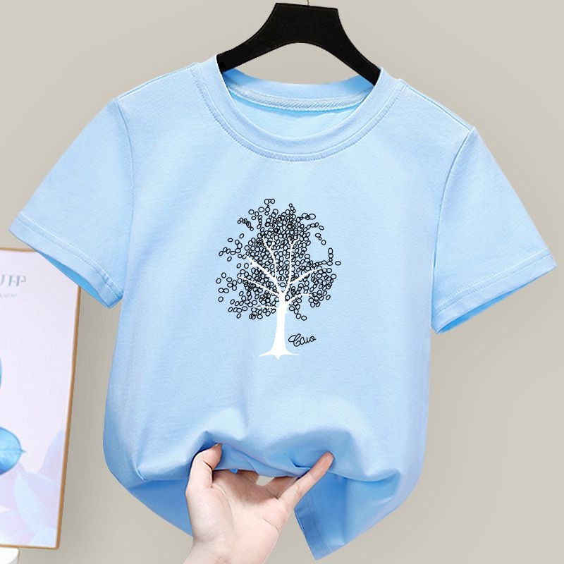 Áo Thun Unisex Cổ Tròn In Họa Tiết Hoạt Hình Cho Bé Trai