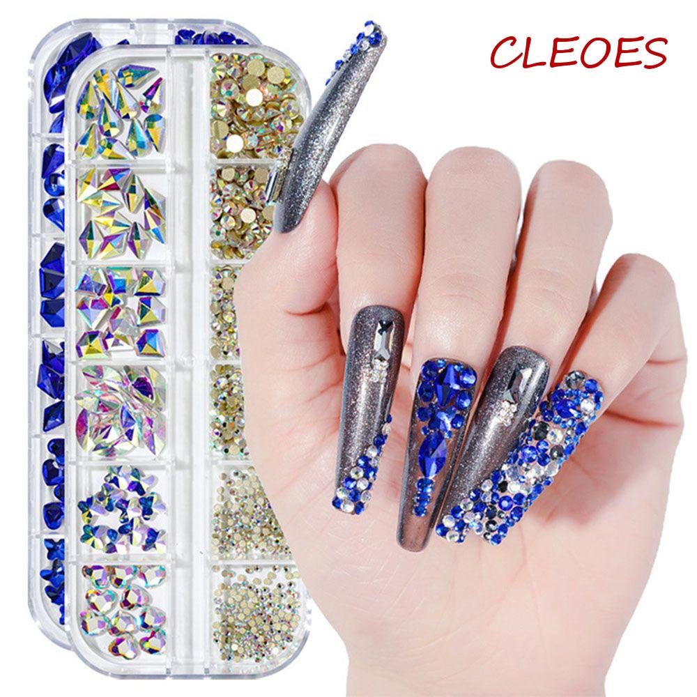 Phụ Kiện Trang Trí Móng Tay 3D Nhiều Hình Dạng Nhiều Kích Cỡ Màu Xanh Dương|Hạt Tròn Lấp Lánh Trang Trí Móng Tay DIY