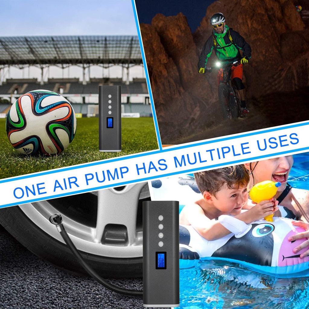 Máy Bơm Lốp Xe Cầm Tay 150PSI 2000mAh Màn Hình LCD Với 4 Vòi Đèn LED