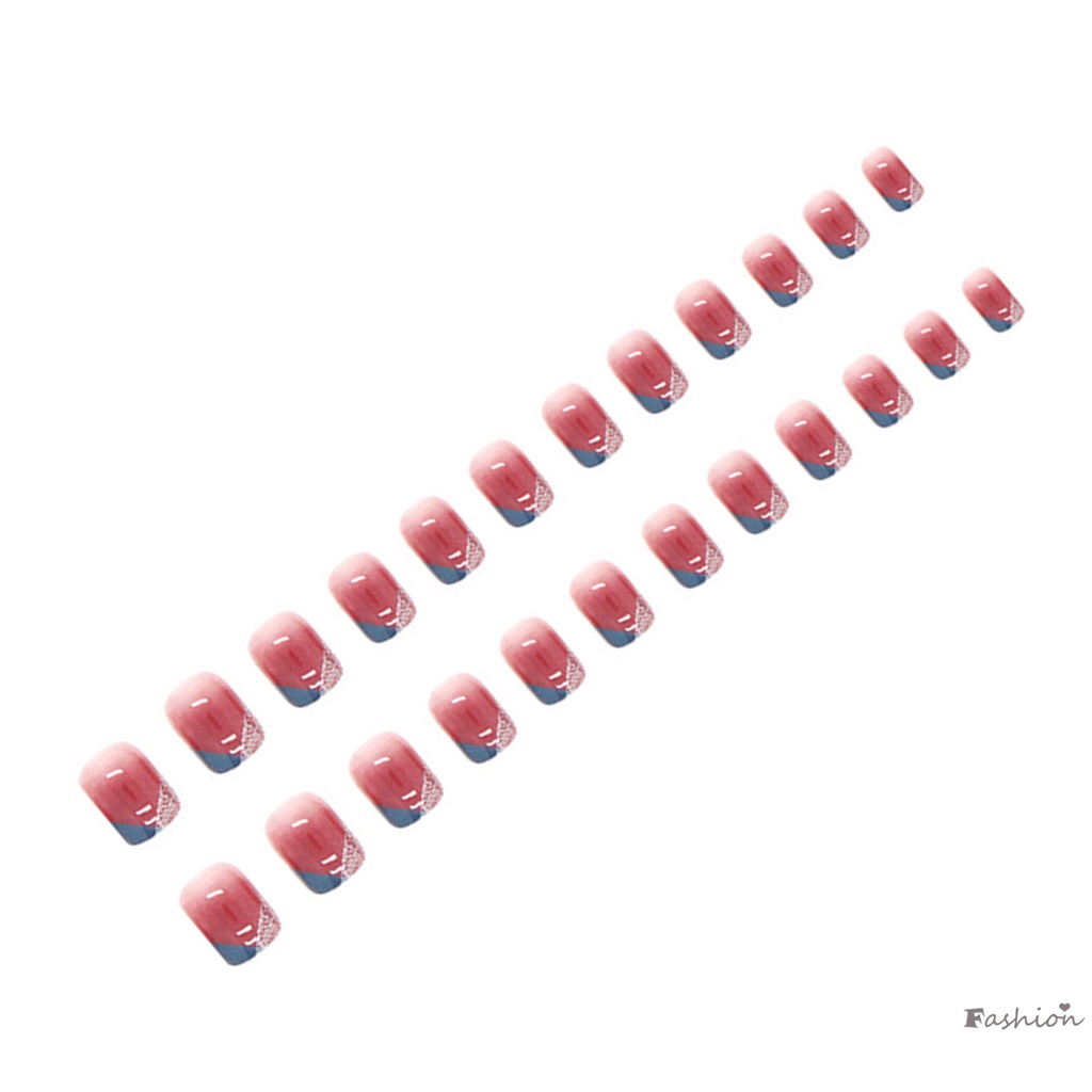 Móng Tay Giả Ngắn Hình Tròn Dạng Nhấn Phong Cách Pháp