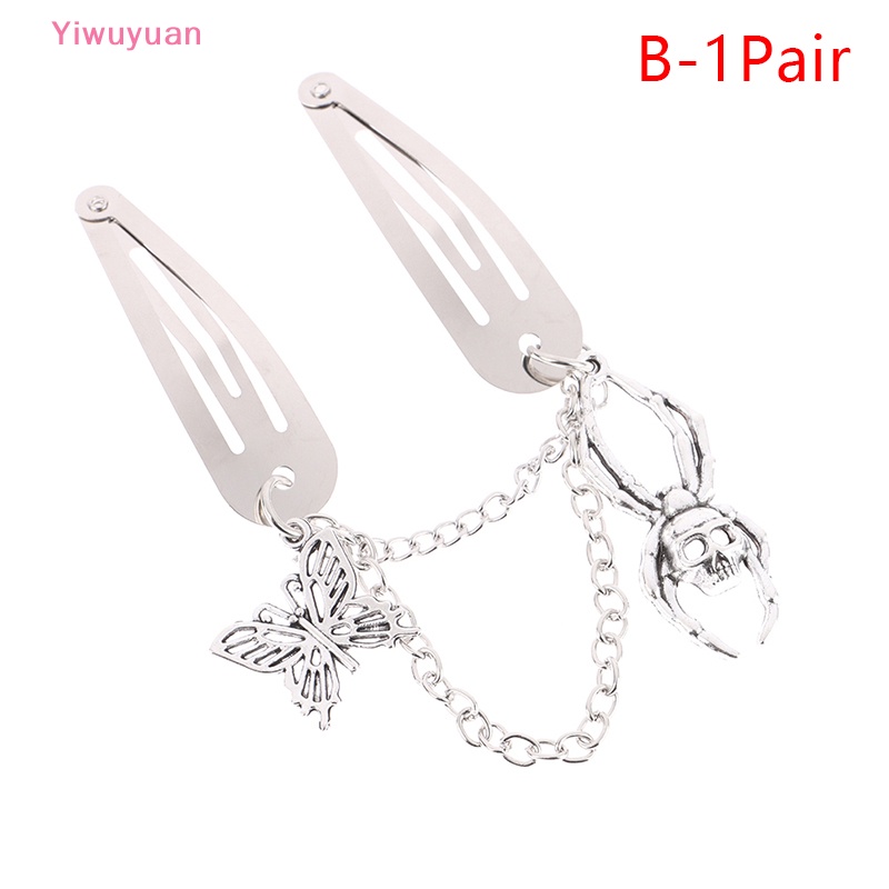 Kẹp Tóc Dây Xích Kim Loại Hình Bướm Phong Cách Punk Mới