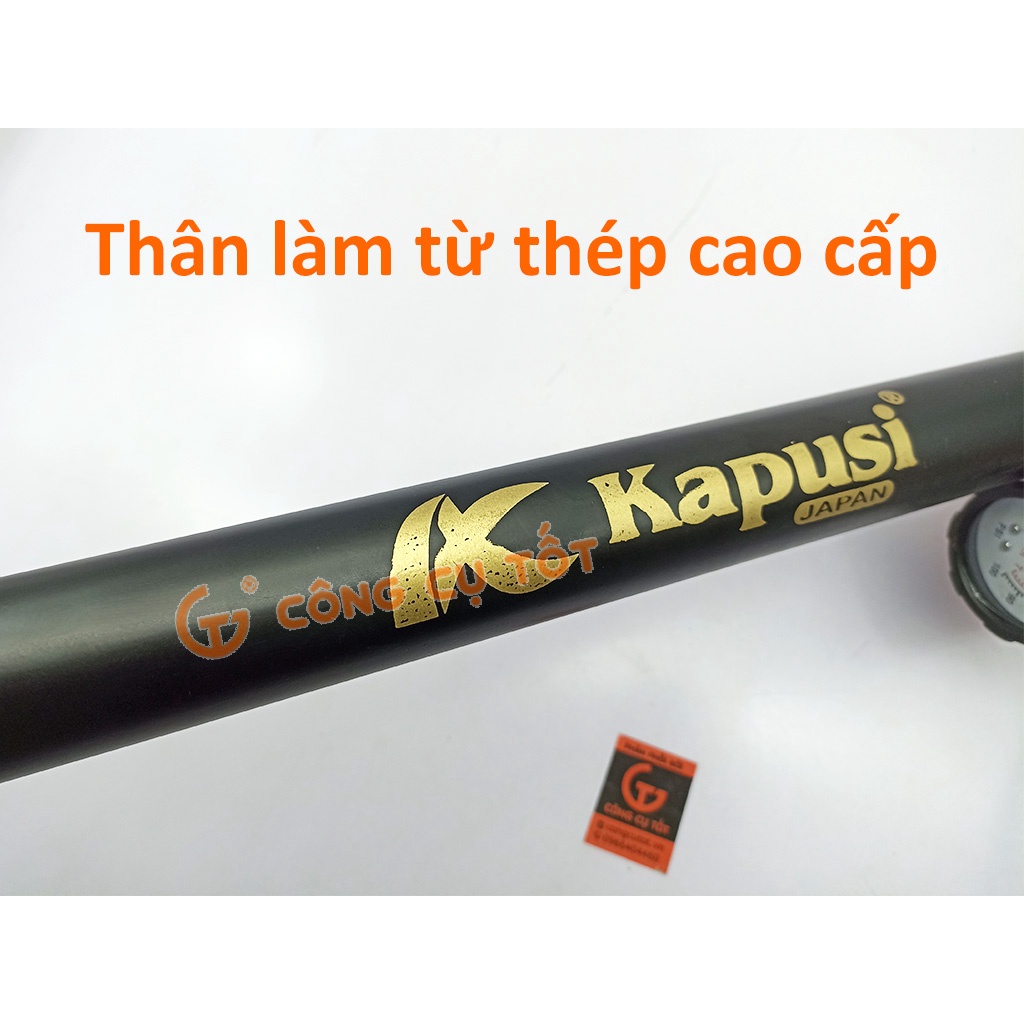 Bơm xe tay có đồng hồ và bình 7 cân hơi Kapusi japan