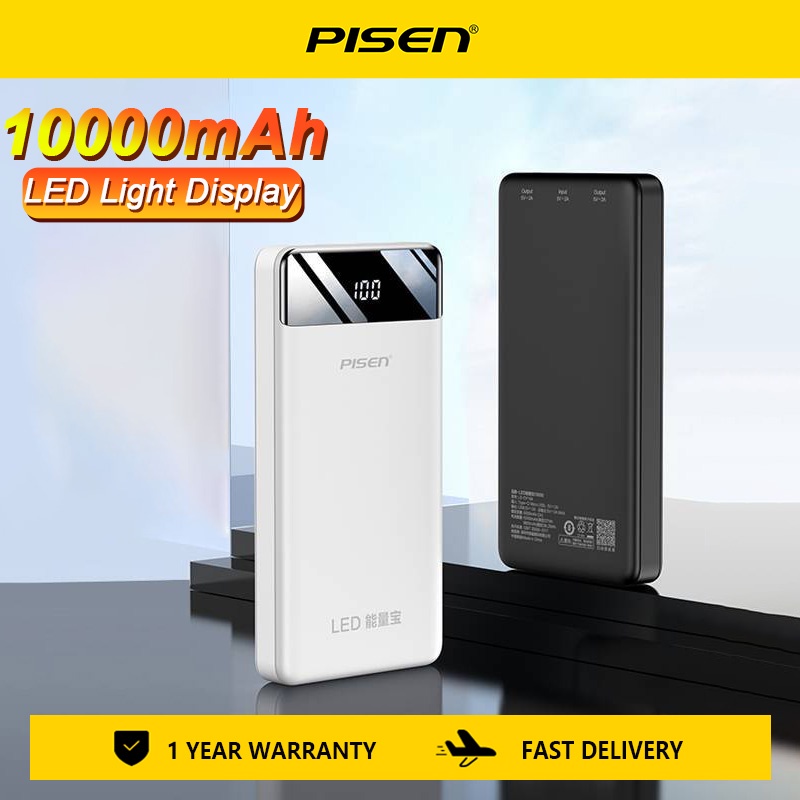 Pin Sạc Dự Phòng Pisen 10000mAh Có Đèn LED Dung Lượng Lớn Cho iPhone 14 13 Pro