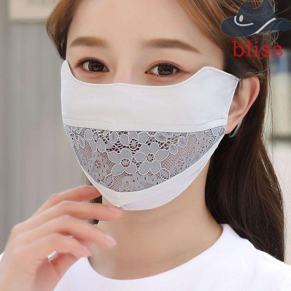 Khẩu Trang Chống Nắng Bằng Lụa Lạnh Phối Ren Thoáng Khí Màu Sắc Xinh Xắn