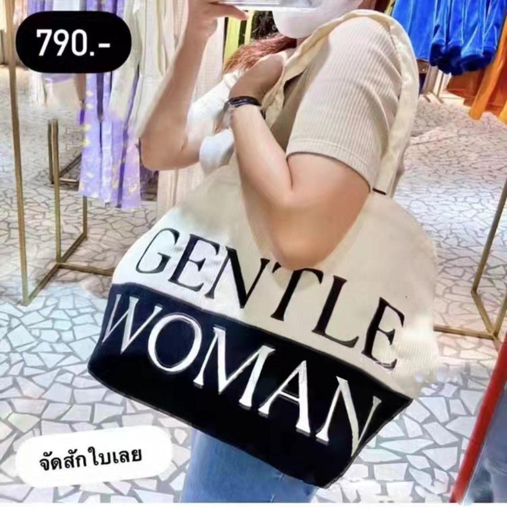 ELEGANT Túi Xách Vải Nhung In Chữ Phong Cách Thái Lan