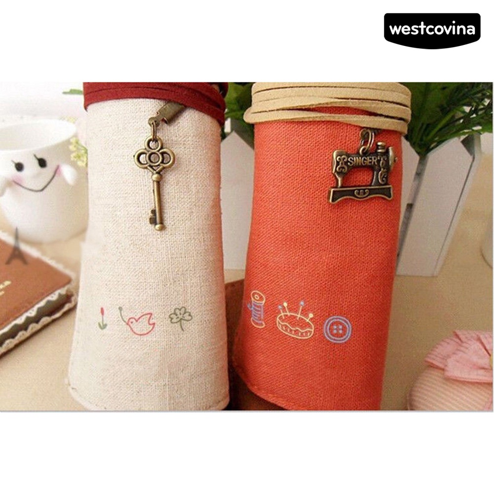 [COD]♪Túi Cuộn Đựng Cọ Trang Điểm Bằng Vải Canvas Sáng Tạo