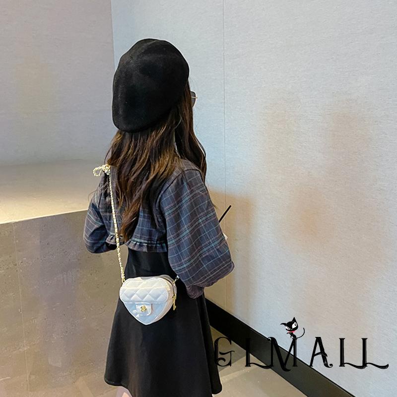 Túi Da PU Đeo Chéo Mini Hình Trái Tim Đựng Tiền Xu Dành Cho Bé Gái