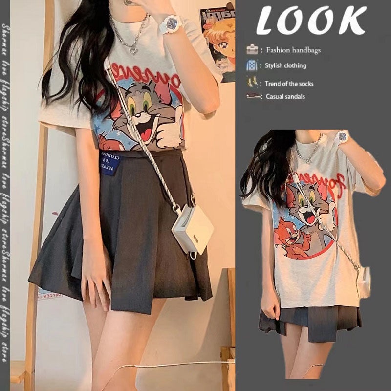 Set Áo Thun Và Chân Váy Thời Trang Hè Xinh Xắn Cho Nữ