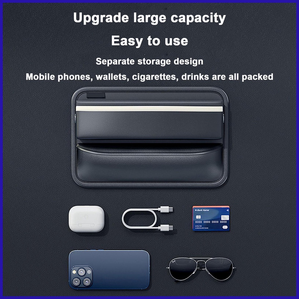 Hộp Da PU Đựng Vật Dụng Sắp Xếp Gọn Gàng Chống Rơi Có Lỗ Sạc Cho Xe Hơi