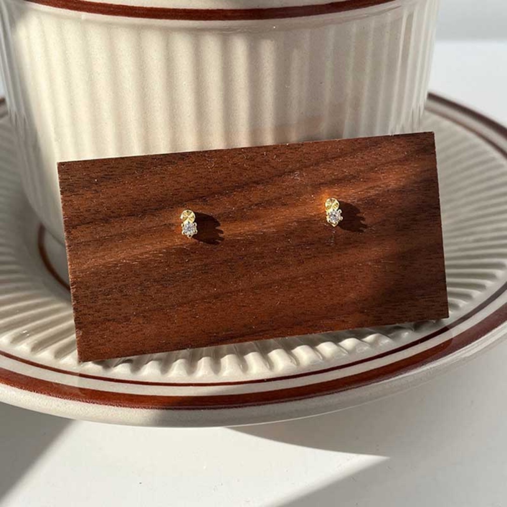 Bông Tai Bằng Thép Titan Đính Đá Zircon Thời Trang Thanh Lịch Dành Cho Nữ