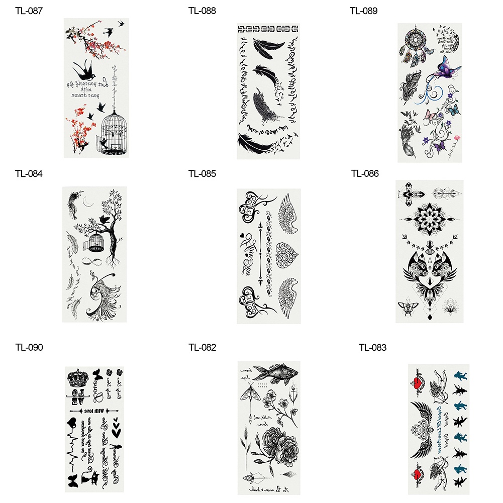 [beautymart] Hình Xăm Dán Tạm Thời Hình Lông Vũ Chim Và Cây Thời Trang Có Thể Tháo