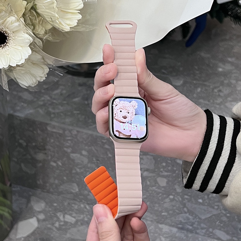 Dây Đeo Đồng Hồ Bằng Silicon Màu Kẹo Sang Trọng Cho iwatch Series 49mm 8 7 6 SE 5 4 3 41mm 45 38 42 40 44mm