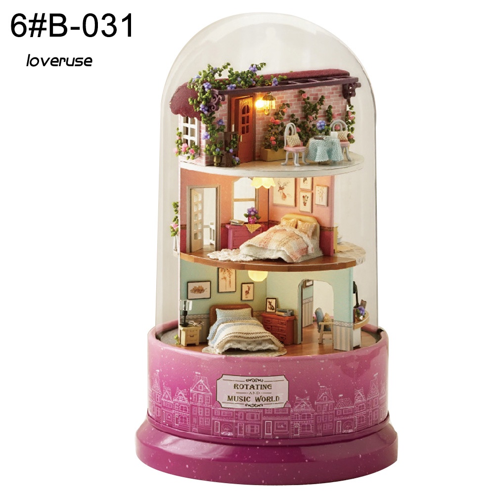 Nhà Búp Bê Mini Bằng Gỗ Có Nắp Chống Bụi DIY Ốp