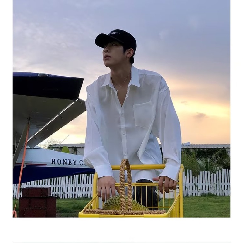 Áo Sơ Mi Cổ Tròn Phong Cách Harajuku Đơn Giản Hợp Thời Trang Mùa Thu Mới Cho Nam