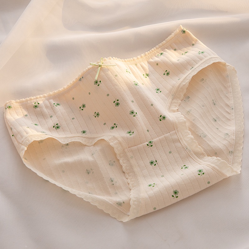 Quần Lót Cotton Thoáng Khí Họa Tiết Hoa Đơn Giản Chất Lượng Cao Cho Nữ