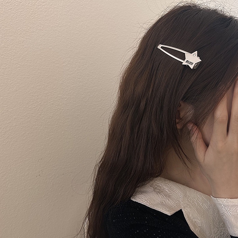 Kẹp Tóc Mỏ Vịt Bằng Kim Loại Màu Bạc Nhẹ Hình Ngôi Sao Sang Trọng Hàn Quốc Cho Nữ