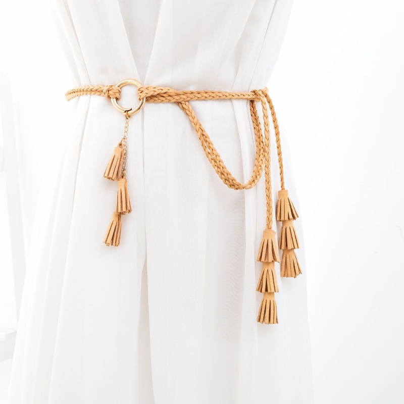 Thắt Lưng Dây Bện Phối Tua Rua Phong Cách Bohemian Tinh Tế Thời Trang Mùa Hè Cho Nữ