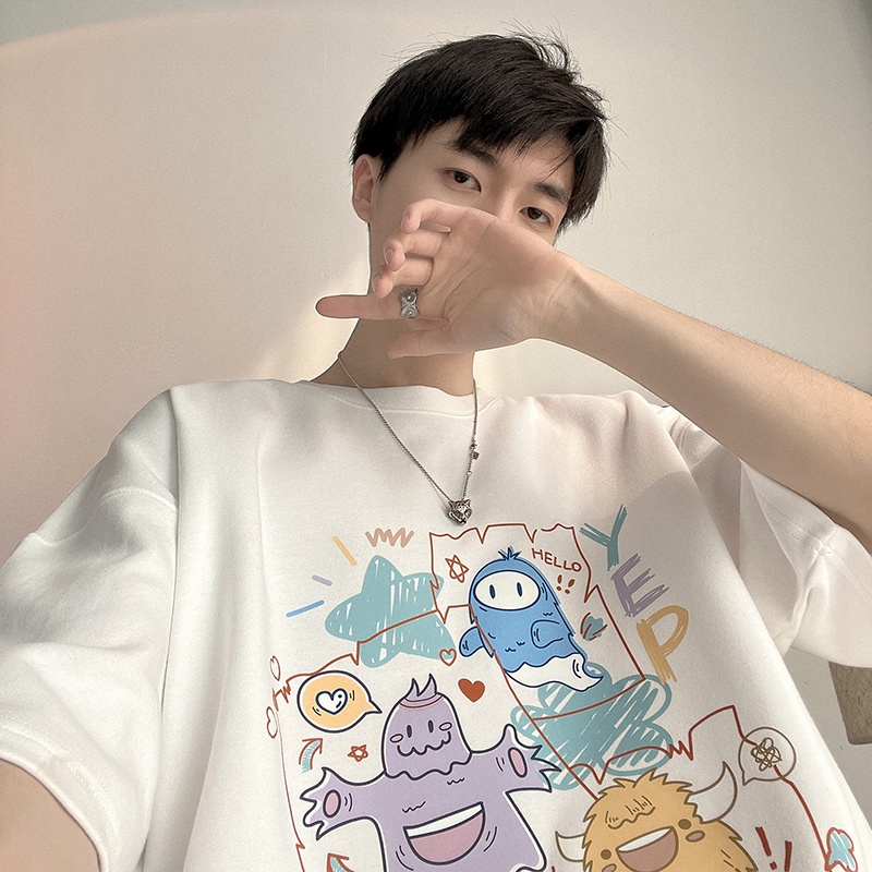 Áo Thun Tay Ngắn Dáng Rộng In Họa Tiết Graffiti Thời Trang Mùa Hè Cho Nam