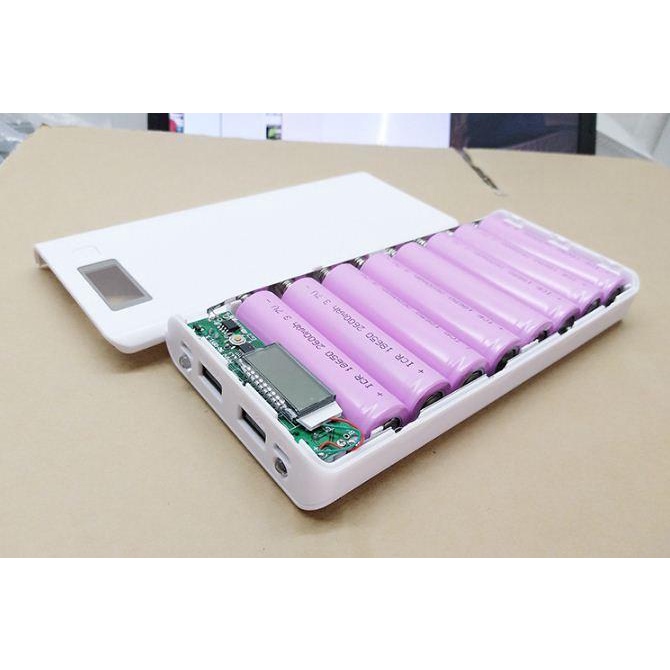 Khung 8 pin sạc dự phòng 30.000mAh dùng pin laptop 18650
