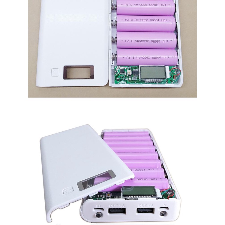 Khung 8 pin sạc dự phòng 30.000mAh dùng pin laptop 18650