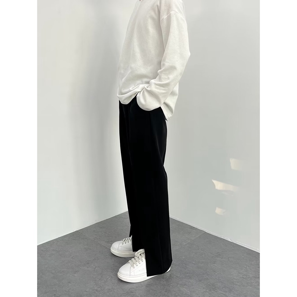 Quần Dài Nam Ống Đứng Xẻ Tà Màu Đen Thời Trang Mùa Hè Cao Cấp