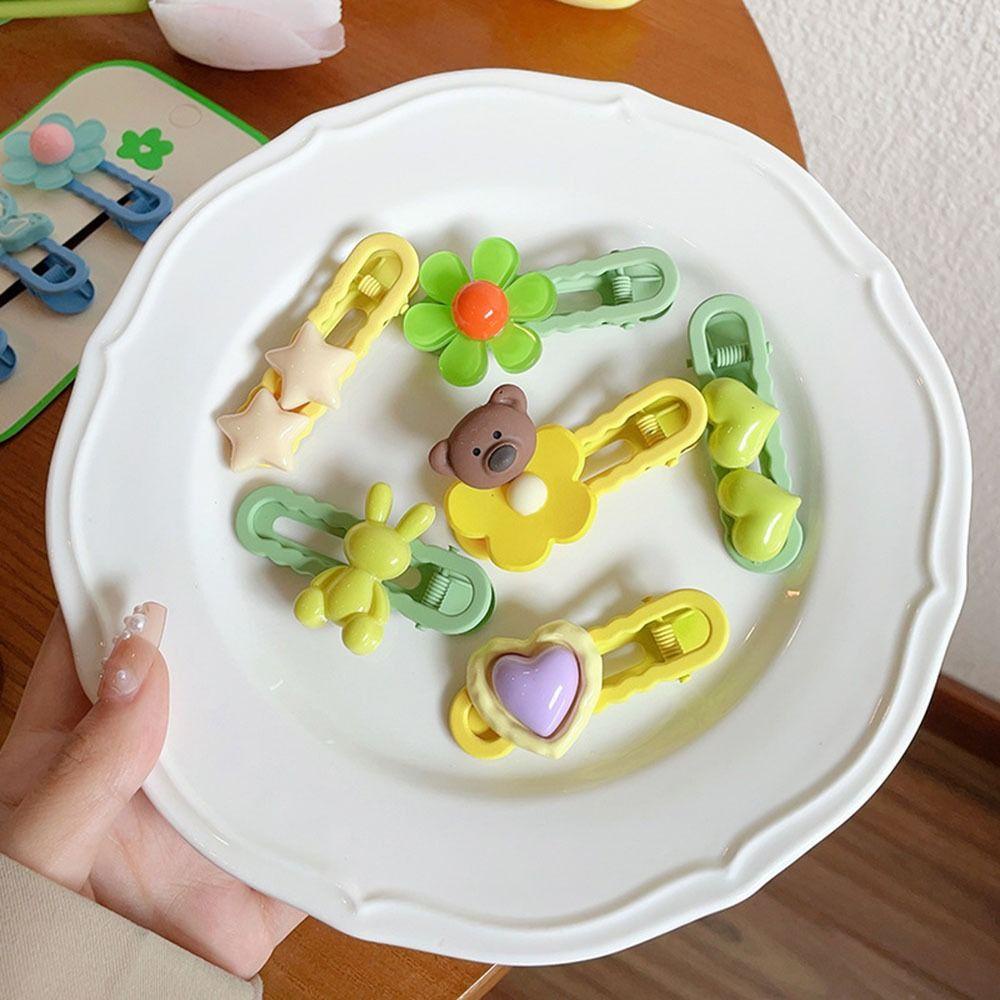 Kẹp Tóc Mái Vịt Hình Hoa / Gấu Hoạt Hình Dễ Thương Cho Nữ